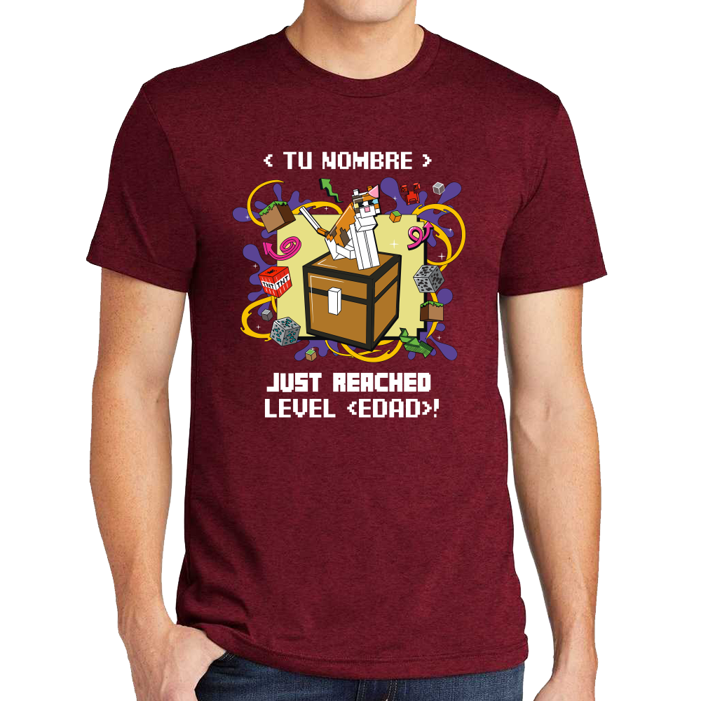Playera Minecraft Cumpleaños Nivel Alcanzado Algodón Premium #0002610