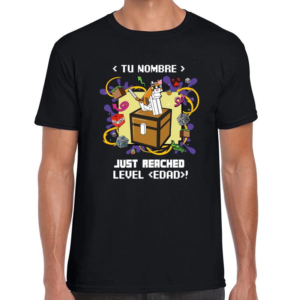 Playera Minecraft Cumpleaños Nivel Alcanzado Algodón Premium #0002610