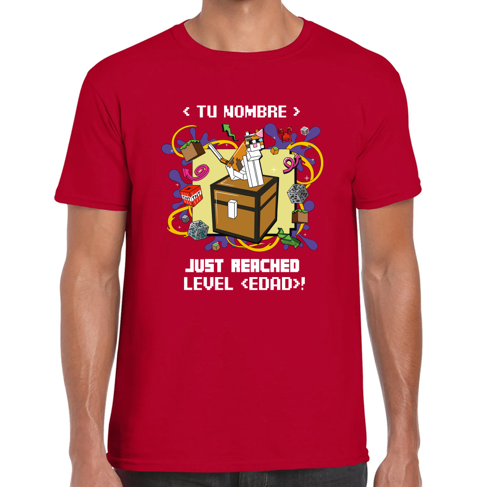 Playera Minecraft Cumpleaños Nivel Alcanzado Algodón Premium #0002610