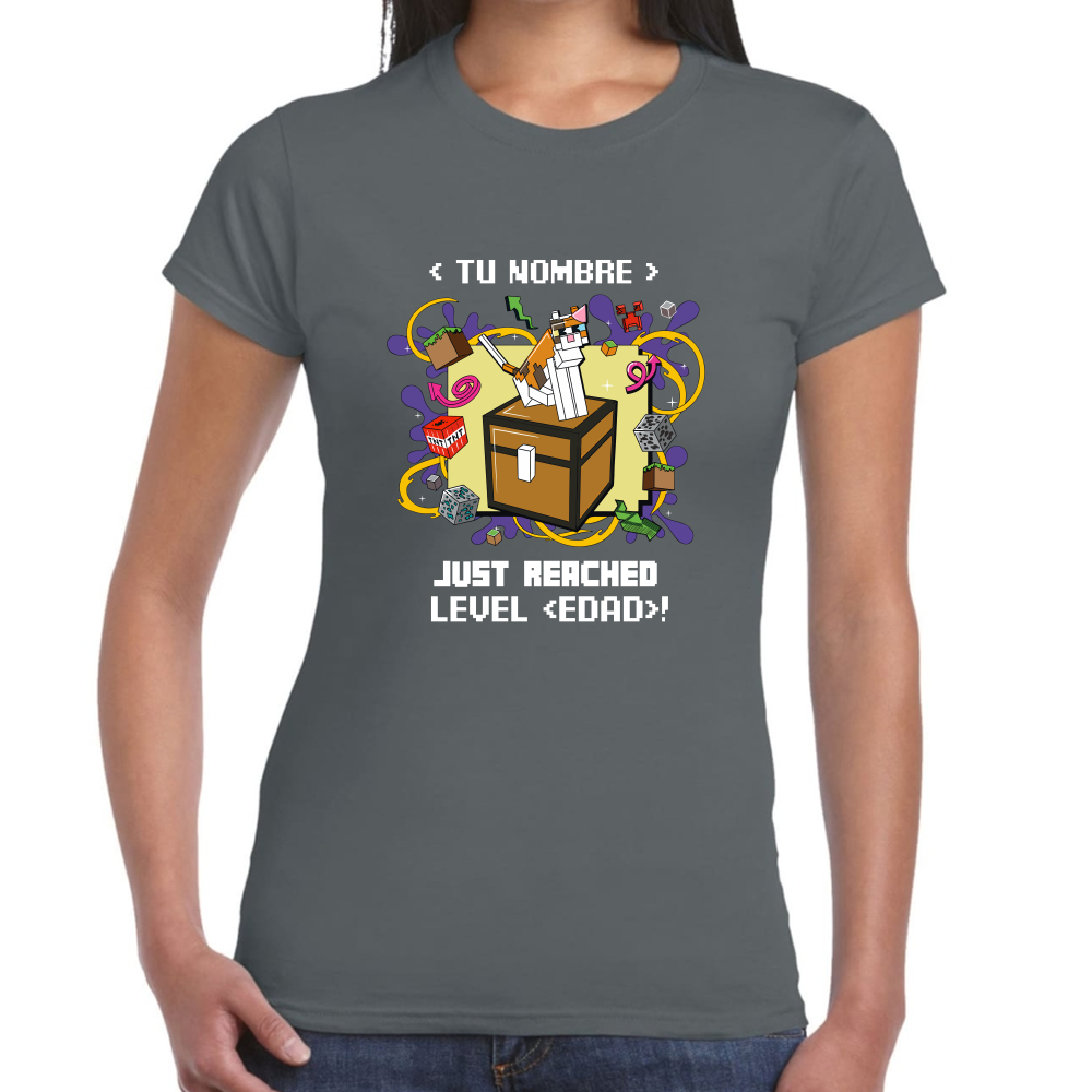 Playera Minecraft Cumpleaños Nivel Alcanzado Algodón Premium #0002610