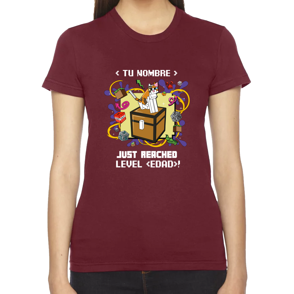 Playera Minecraft Cumpleaños Nivel Alcanzado Algodón Premium #0002610