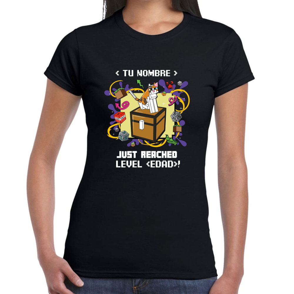 Playera Minecraft Cumpleaños Nivel Alcanzado Algodón Premium #0002610