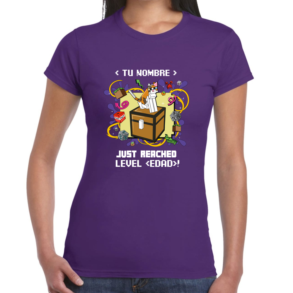 Playera Minecraft Cumpleaños Nivel Alcanzado Algodón Premium #0002610