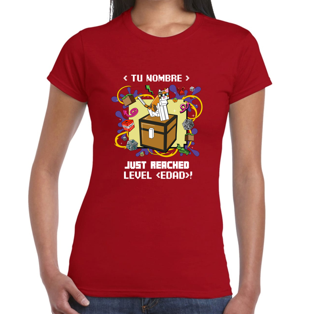 Playera Minecraft Cumpleaños Nivel Alcanzado Algodón Premium #0002610