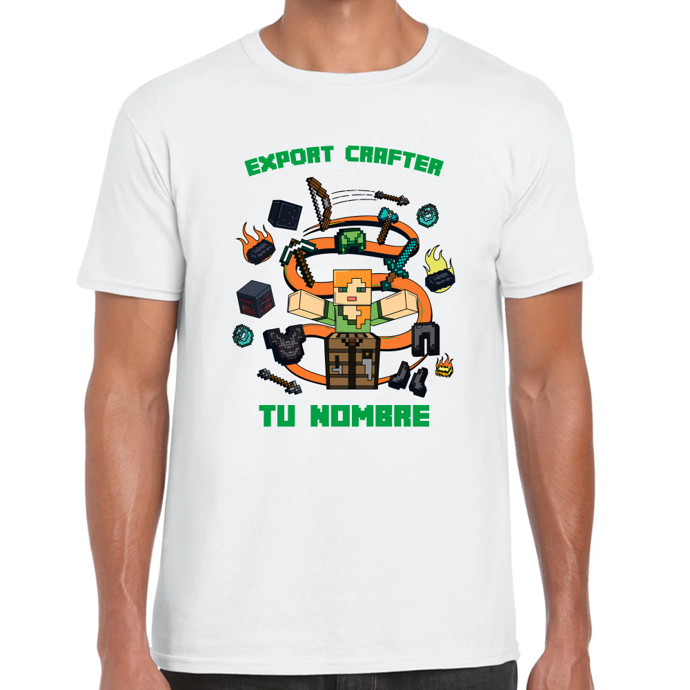 Playera Minecraft Personalizada Expert Crafter Algodón Premium #0002611