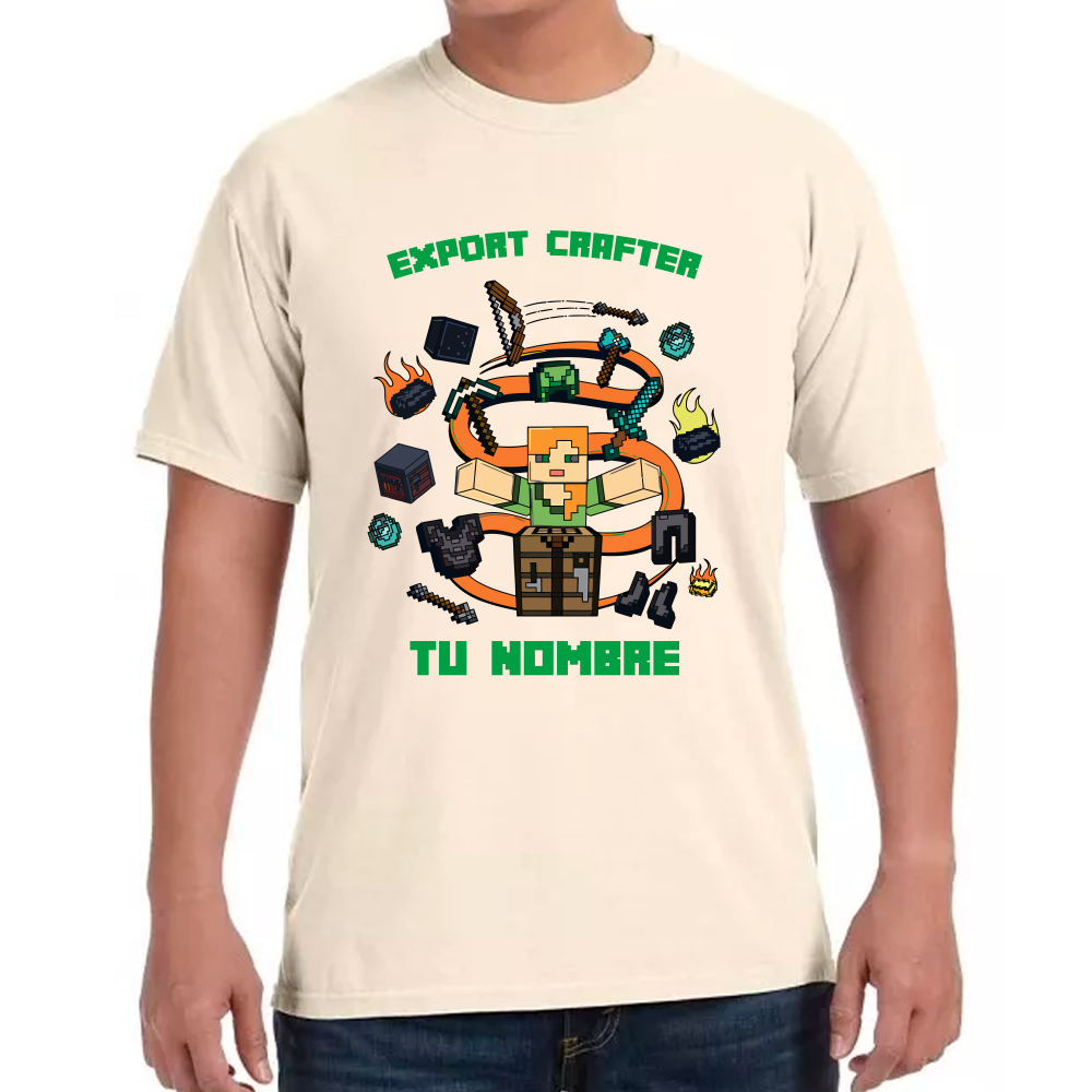Playera Minecraft Personalizada Expert Crafter Algodón Premium #0002611