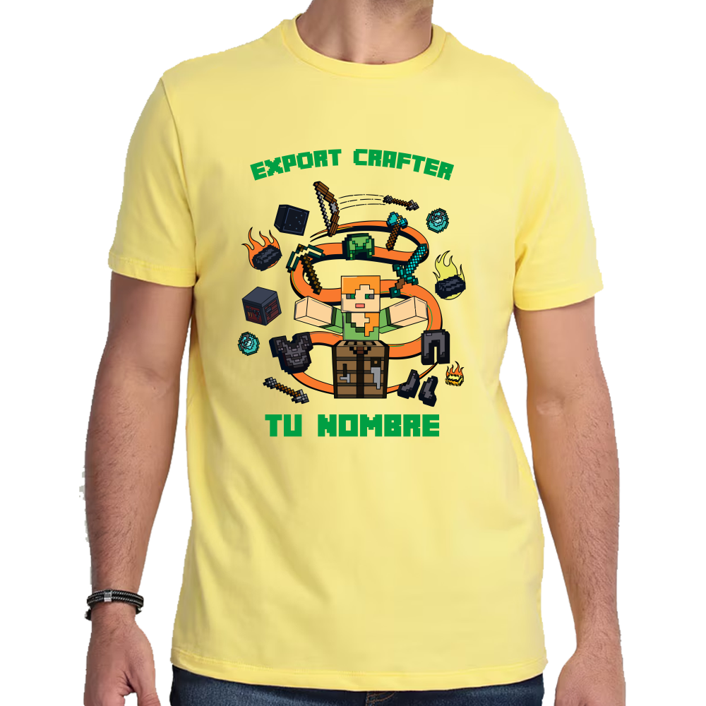 Playera Minecraft Personalizada Expert Crafter Algodón Premium #0002611