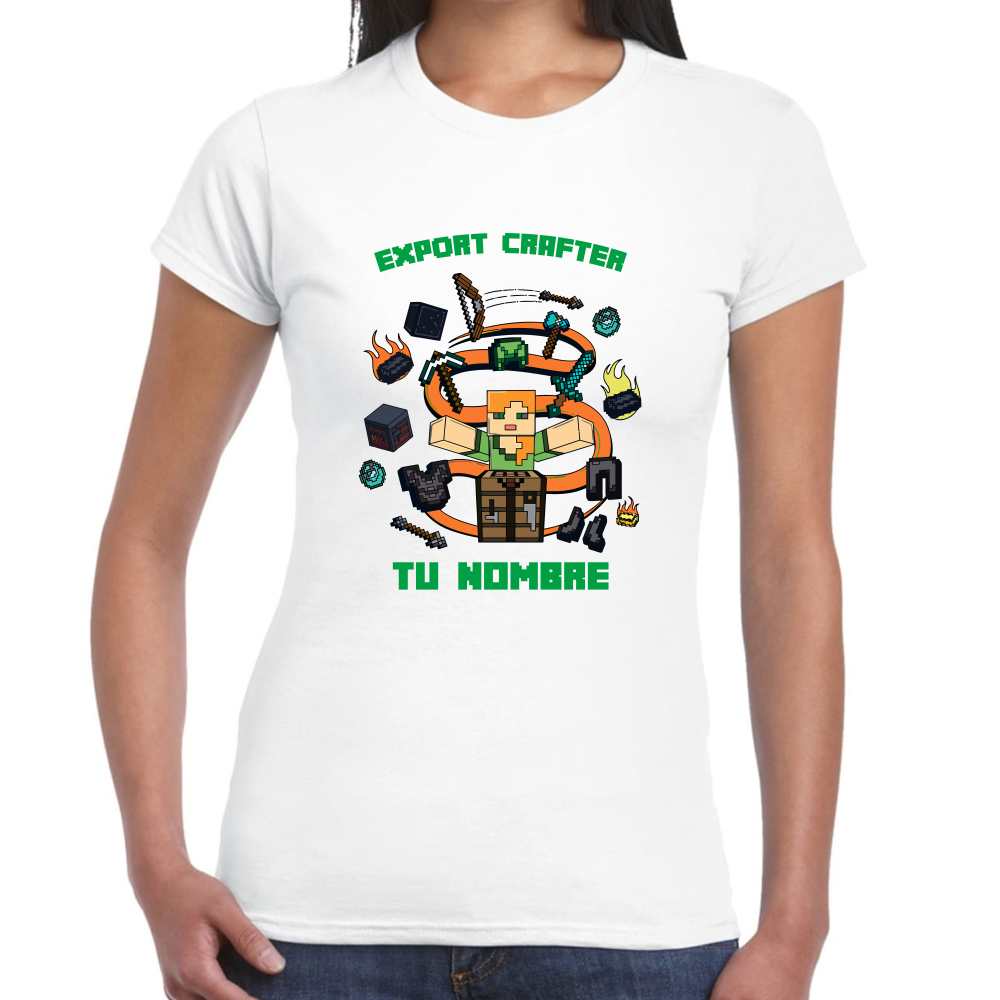 Playera Minecraft Personalizada Expert Crafter Algodón Premium #0002611