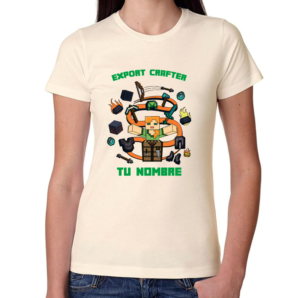 Playera Minecraft Personalizada Expert Crafter Algodón Premium #0002611