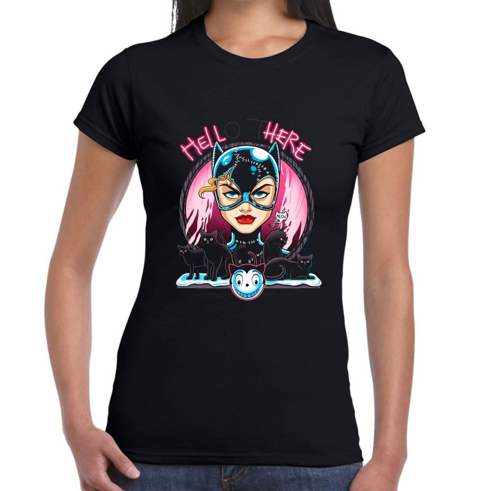 Playera Catwoman Hello Here DC Comics Algodón Premium #0002615 Imagen secundaria del producto