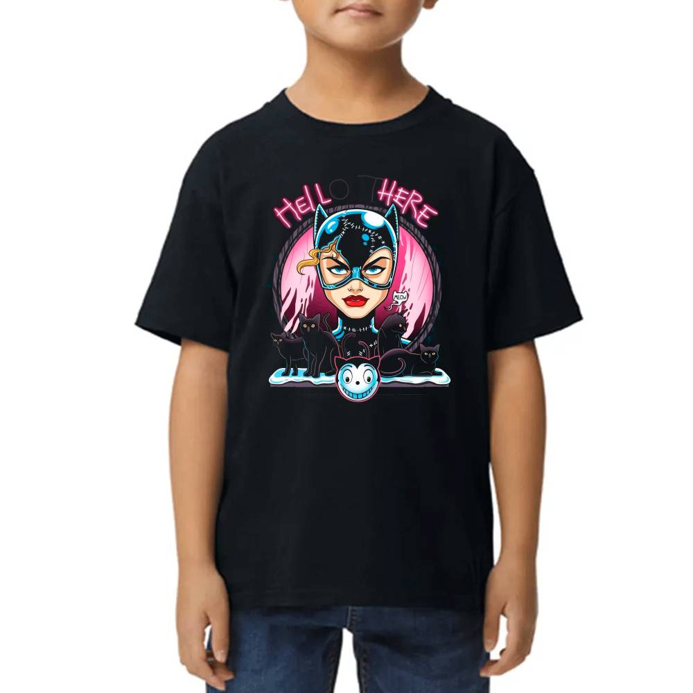Playera de Niño Catwoman Hello Here DC Comics Algodón Premium #0002615 Imagen principal del producto