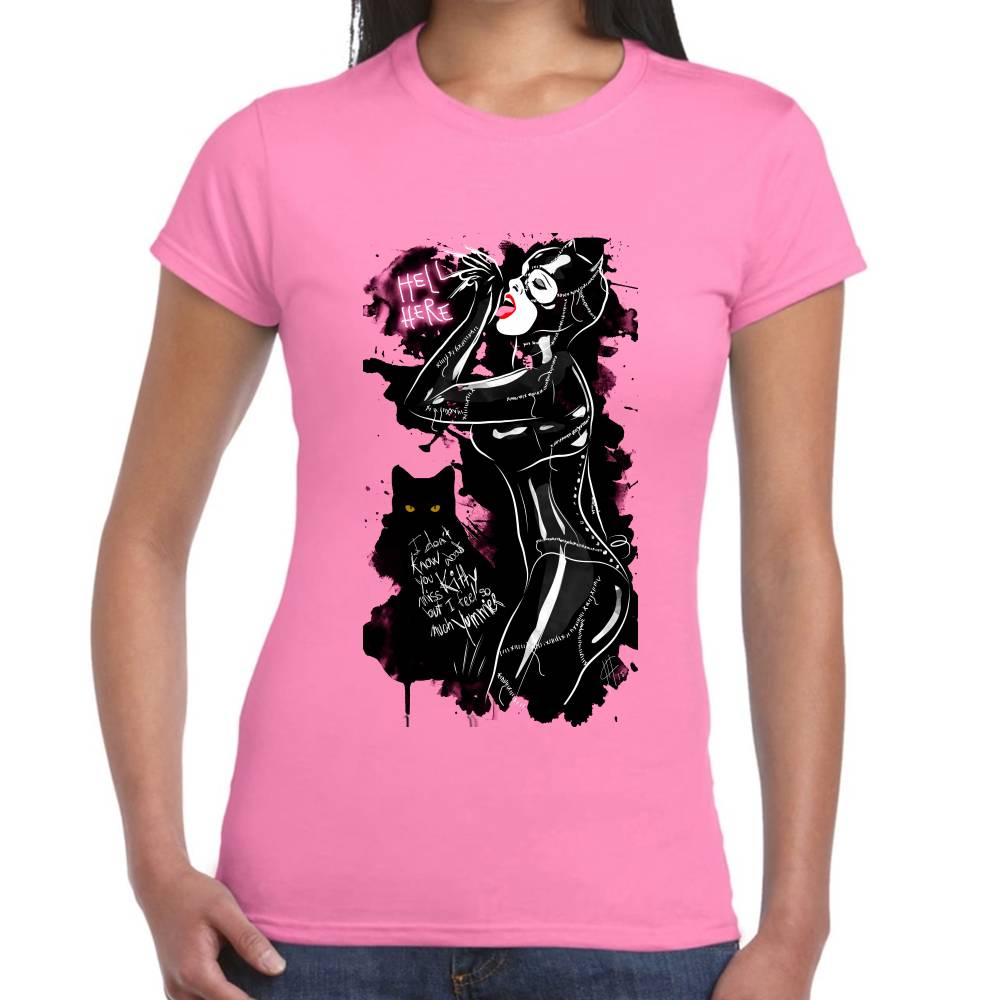 Playera Catwoman Hello Here Algodón Premium #0002619