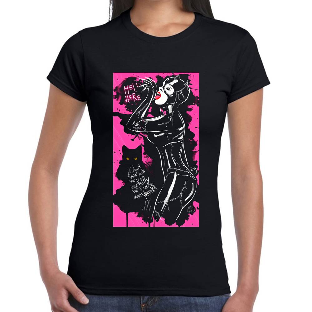 Playera Catwoman Hello Here Algodón Premium #0002619 Imagen secundaria del producto