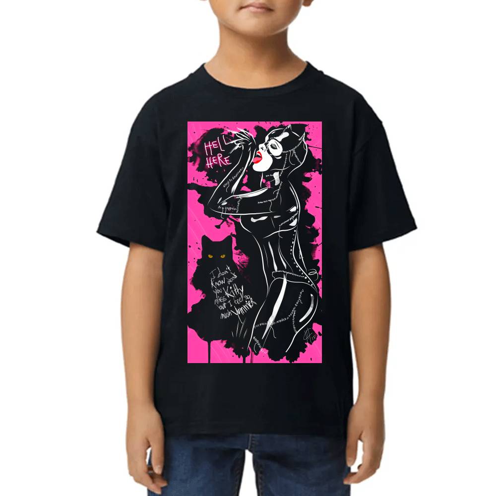 Playera de Niño Catwoman Hello Here Algodón Premium #0002619 Imagen principal del producto