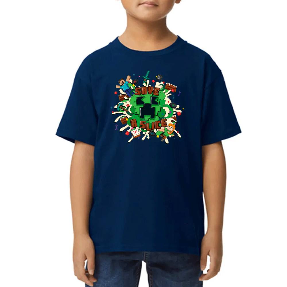 Playera de Niño Minecraft Save the Slice Algodón Premium #0002624