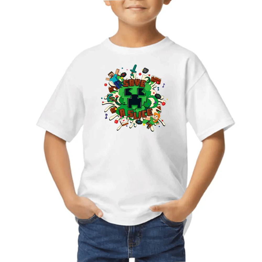 Playera de Niño Minecraft Save the Slice Algodón Premium #0002624