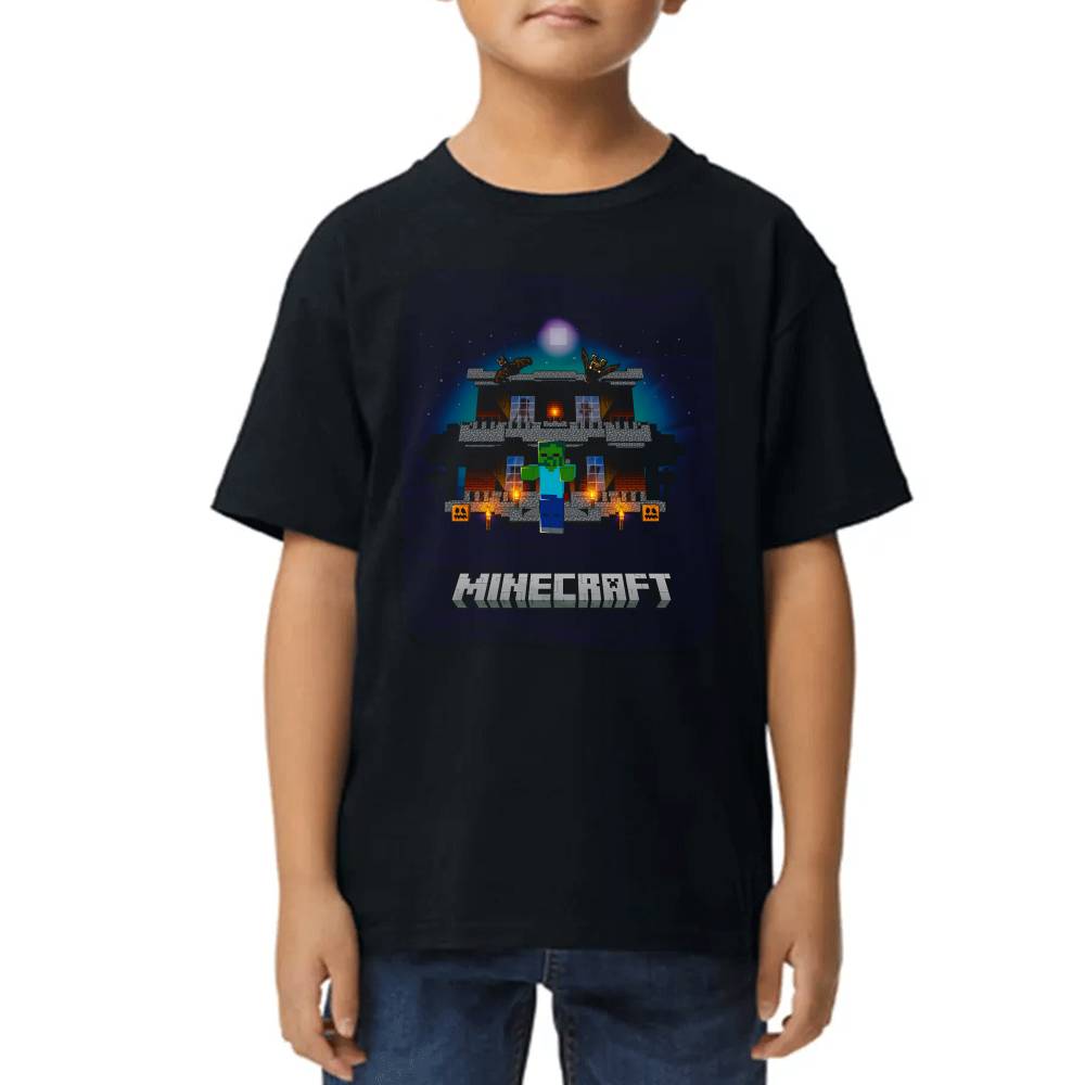 Playera de Niño Minecraft Zombie Creepy Mansion Sherpa Blanket Algodón Premium #0002627