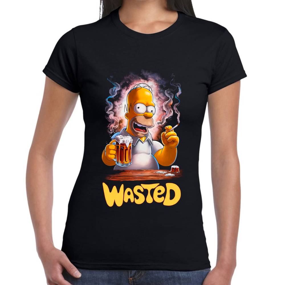 Playera Los Simpsons Homero Wasted Algodón Premium #0002688