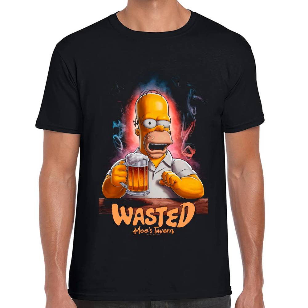 Playera Los Simpsons Homero Wasted Algodón Premium #0002689