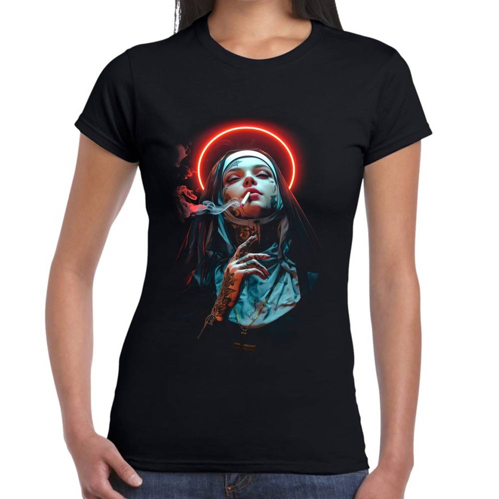 Playera Unholy Nun Algodón Premium #0002690 Imagen secundaria del producto