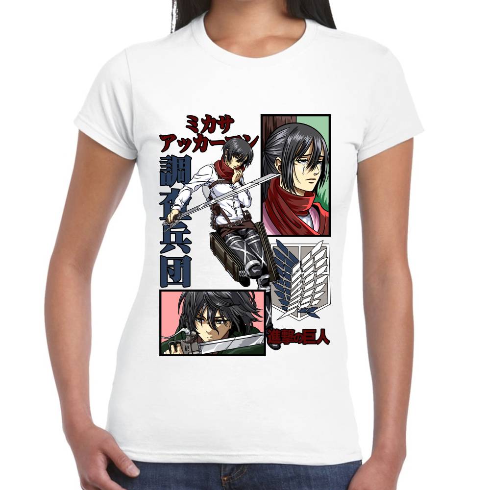 Playera Mikasa Ackerman Shingeki no Kyojin Algodón Premium #0002785