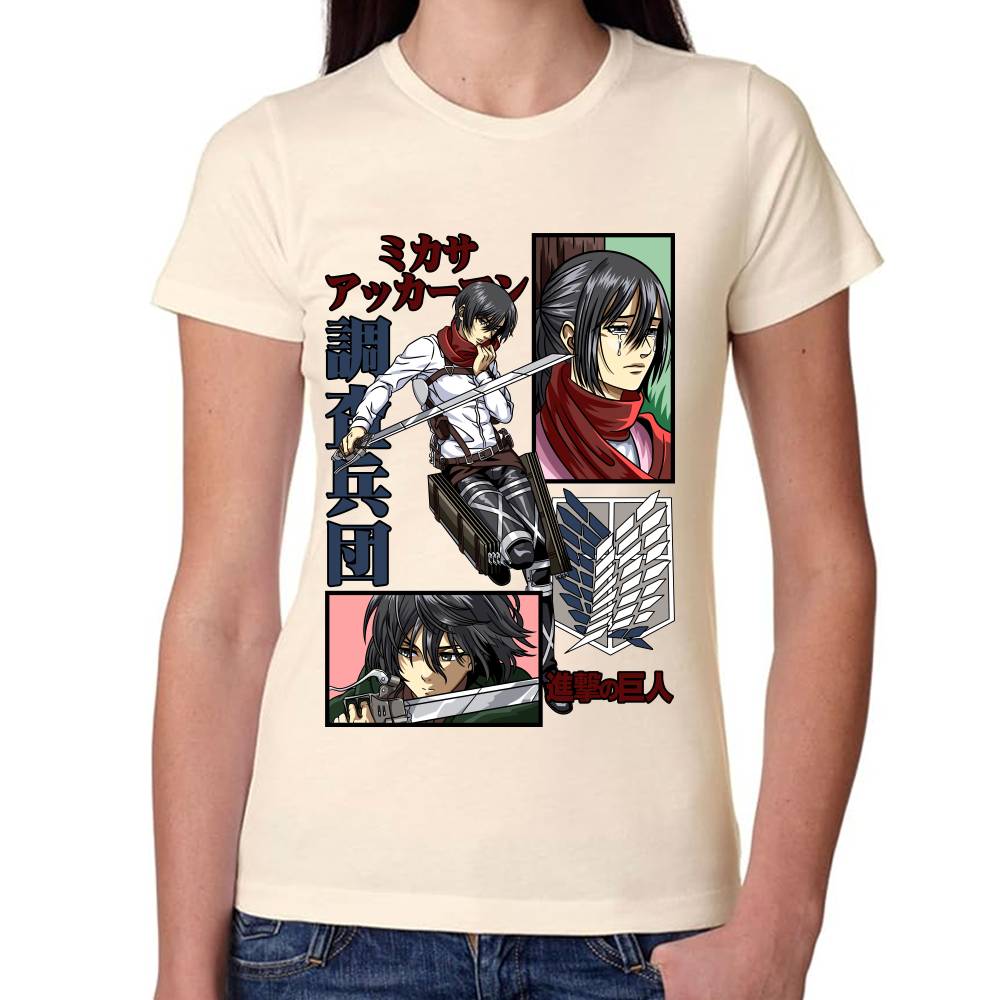 Playera Mikasa Ackerman Shingeki no Kyojin Algodón Premium #0002785