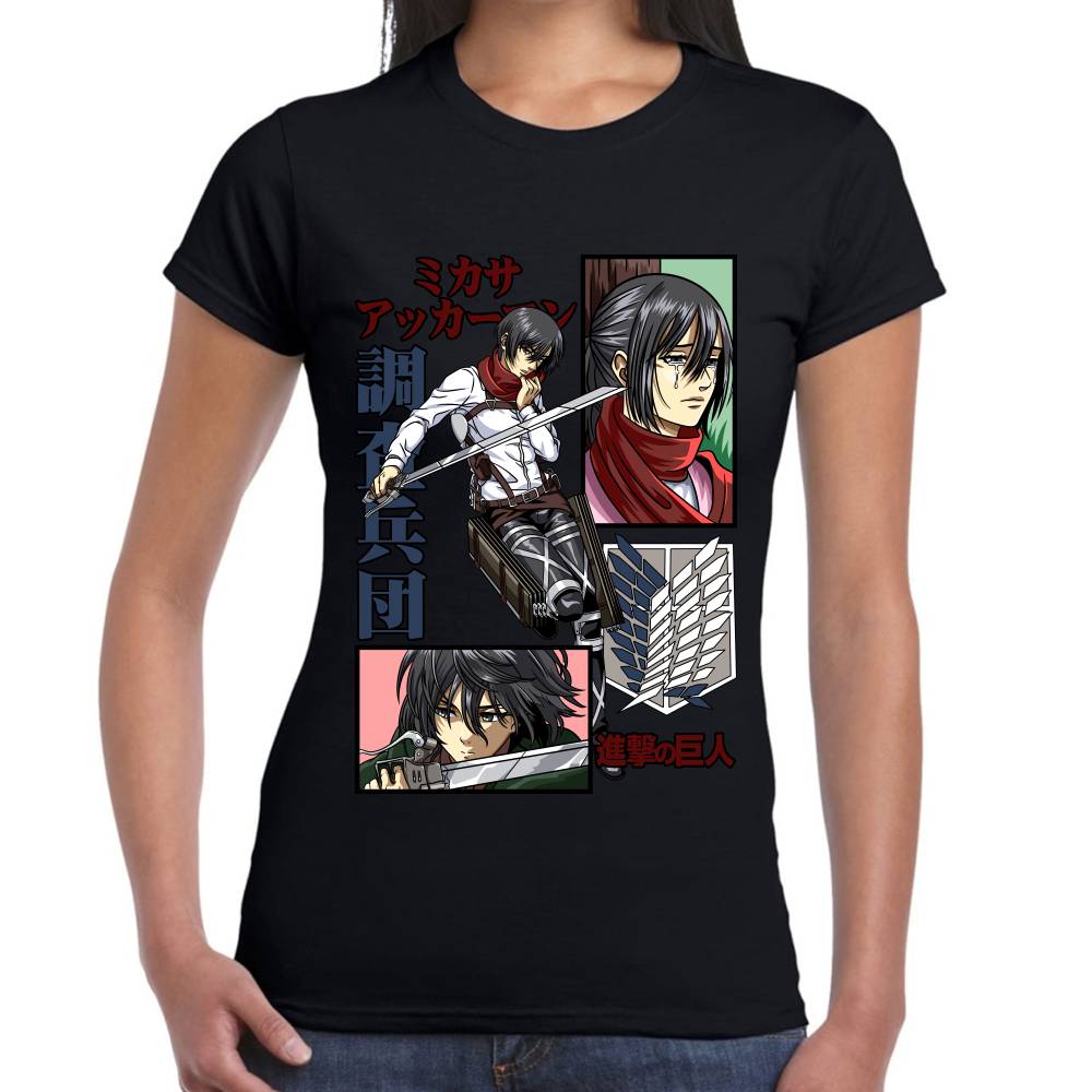 Playera Mikasa Ackerman Shingeki no Kyojin Algodón Premium #0002785