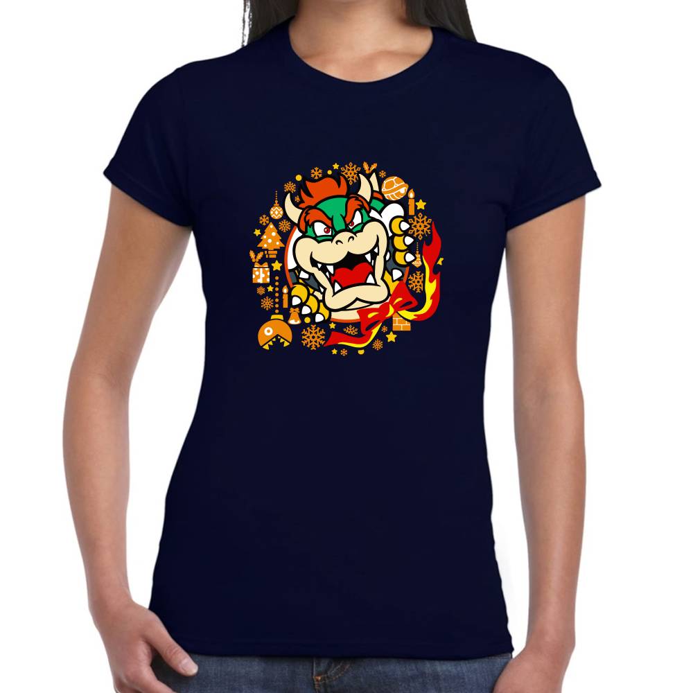 Playera Bowser Mario Bross Navidad Algodón Premium #0002967