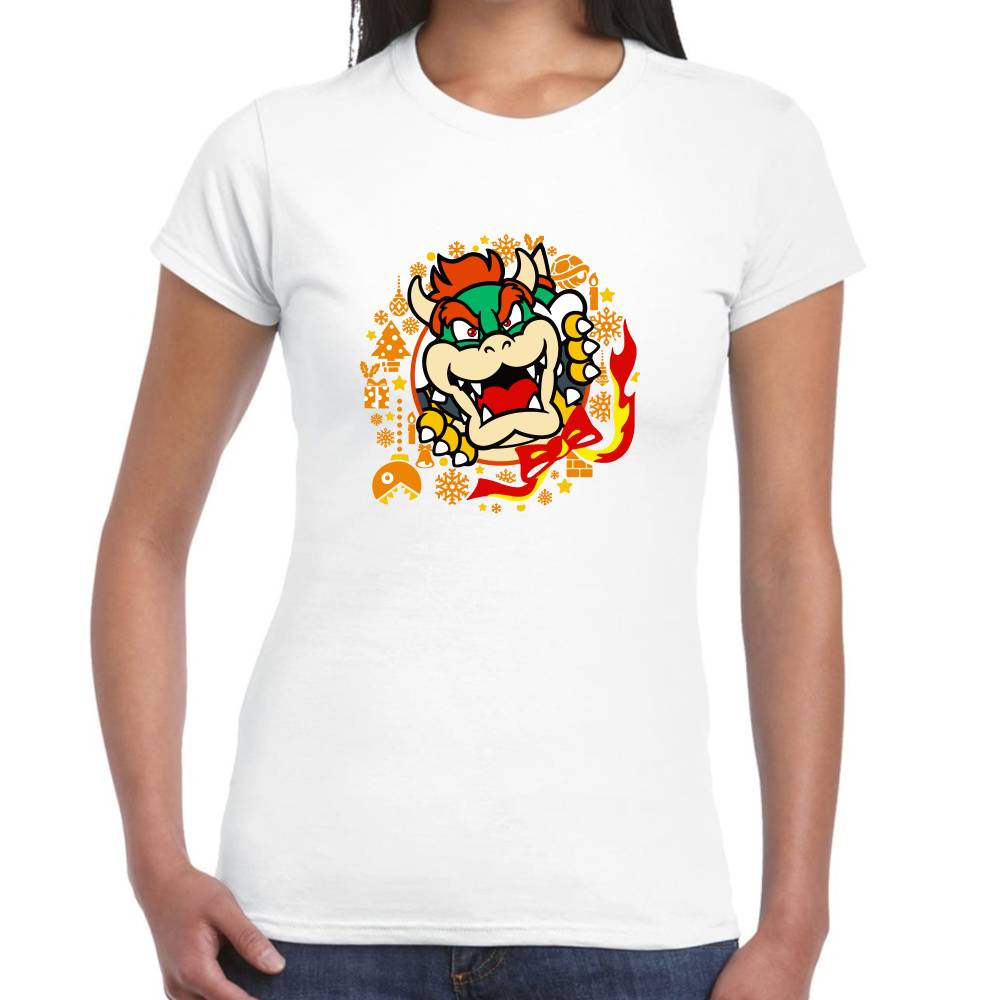 Playera Bowser Mario Bross Navidad Algodón Premium #0002967