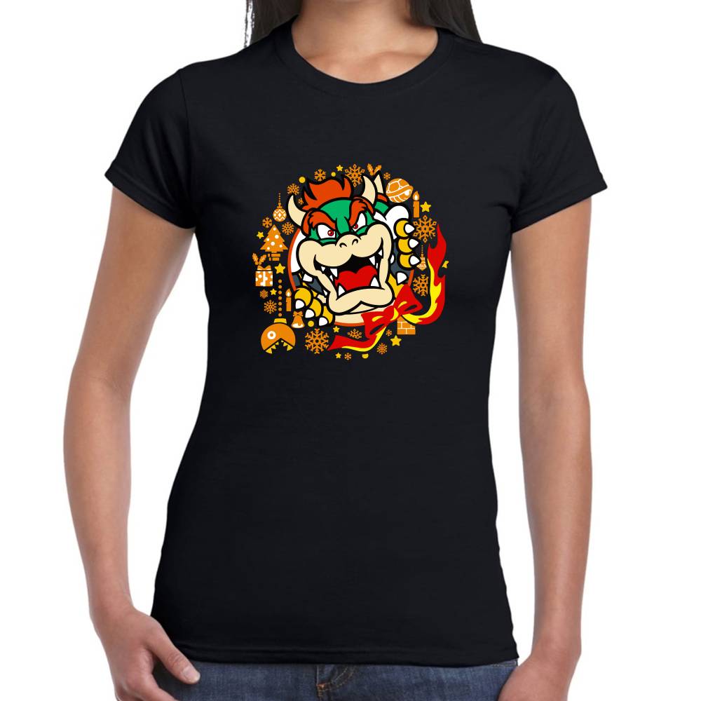 Playera Bowser Mario Bross Navidad Algodón Premium #0002967