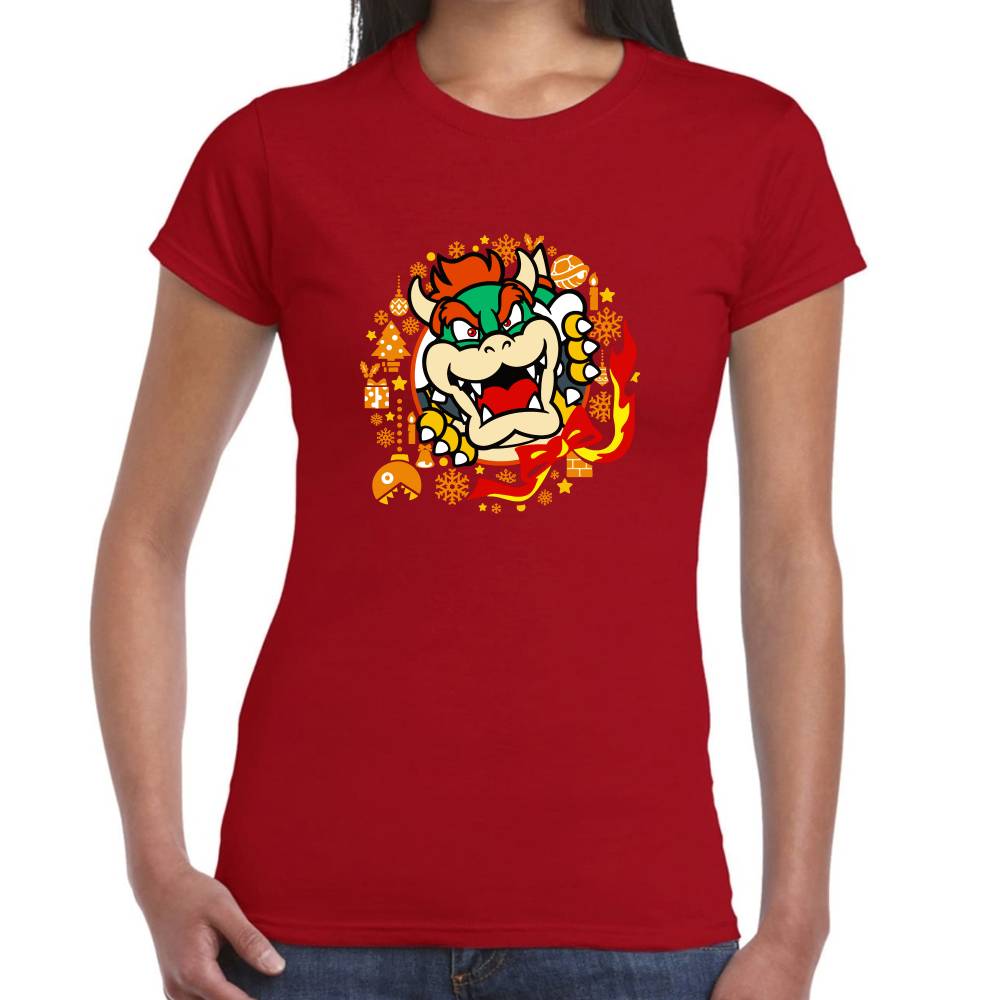Playera Bowser Mario Bross Navidad Algodón Premium #0002967