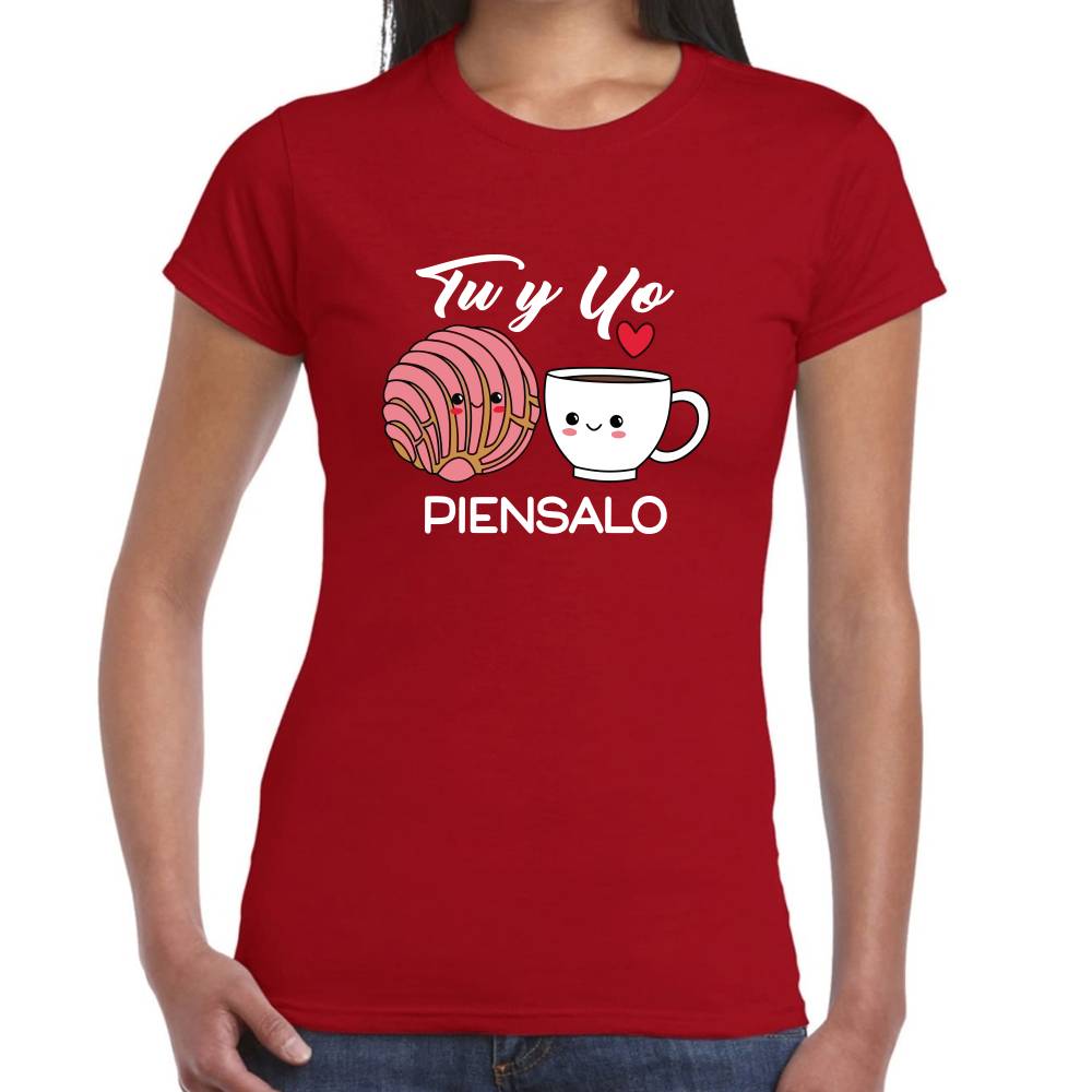 Playera San Valentin Tu y Yo Piensalo Pan y Café #0003080 Imagen secundaria del producto