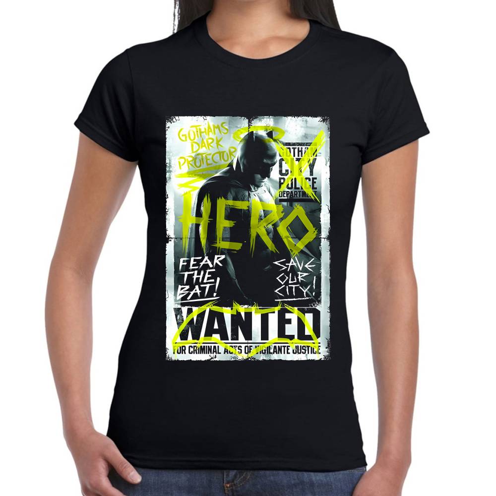 Playera Batman Wanted Poster Algodón Premium #0003101 Imagen secundaria del producto