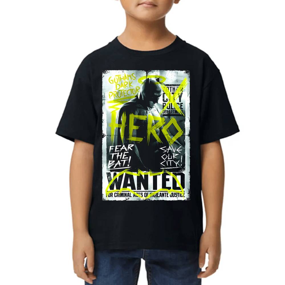 Playera de Niño Batman Wanted Poster Algodón Premium #0003101