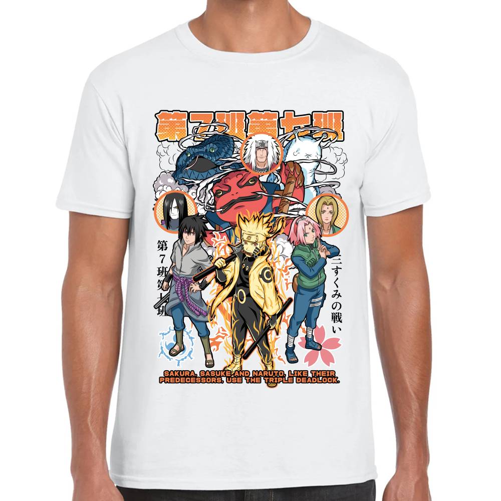 Playera Naruto Sasuke y Sakura Naruto Shippuden Algodón Premium #0003133