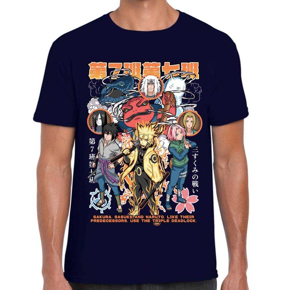 Playera Naruto Sasuke y Sakura Naruto Shippuden Algodón Premium #0003133