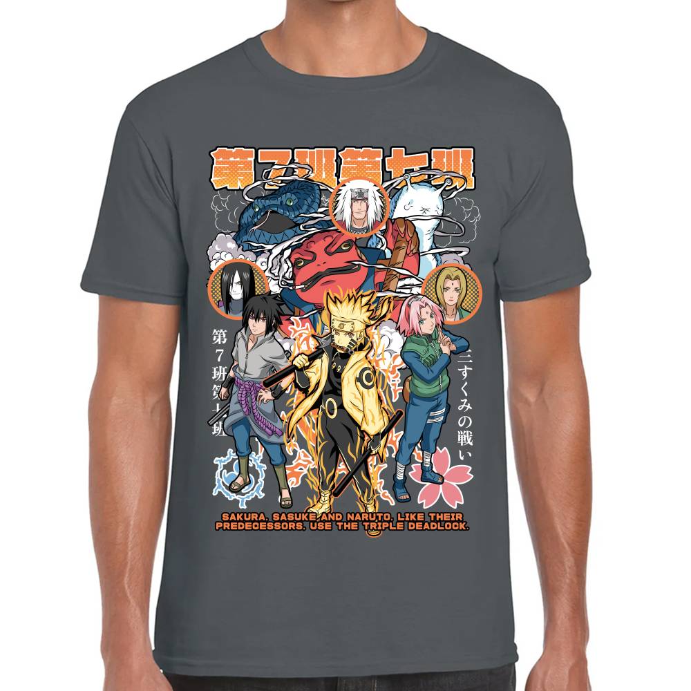 Playera Naruto Sasuke y Sakura Naruto Shippuden Algodón Premium #0003133