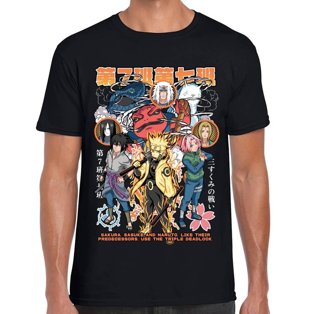 Playera Naruto Sasuke y Sakura Naruto Shippuden Algodón Premium #0003133