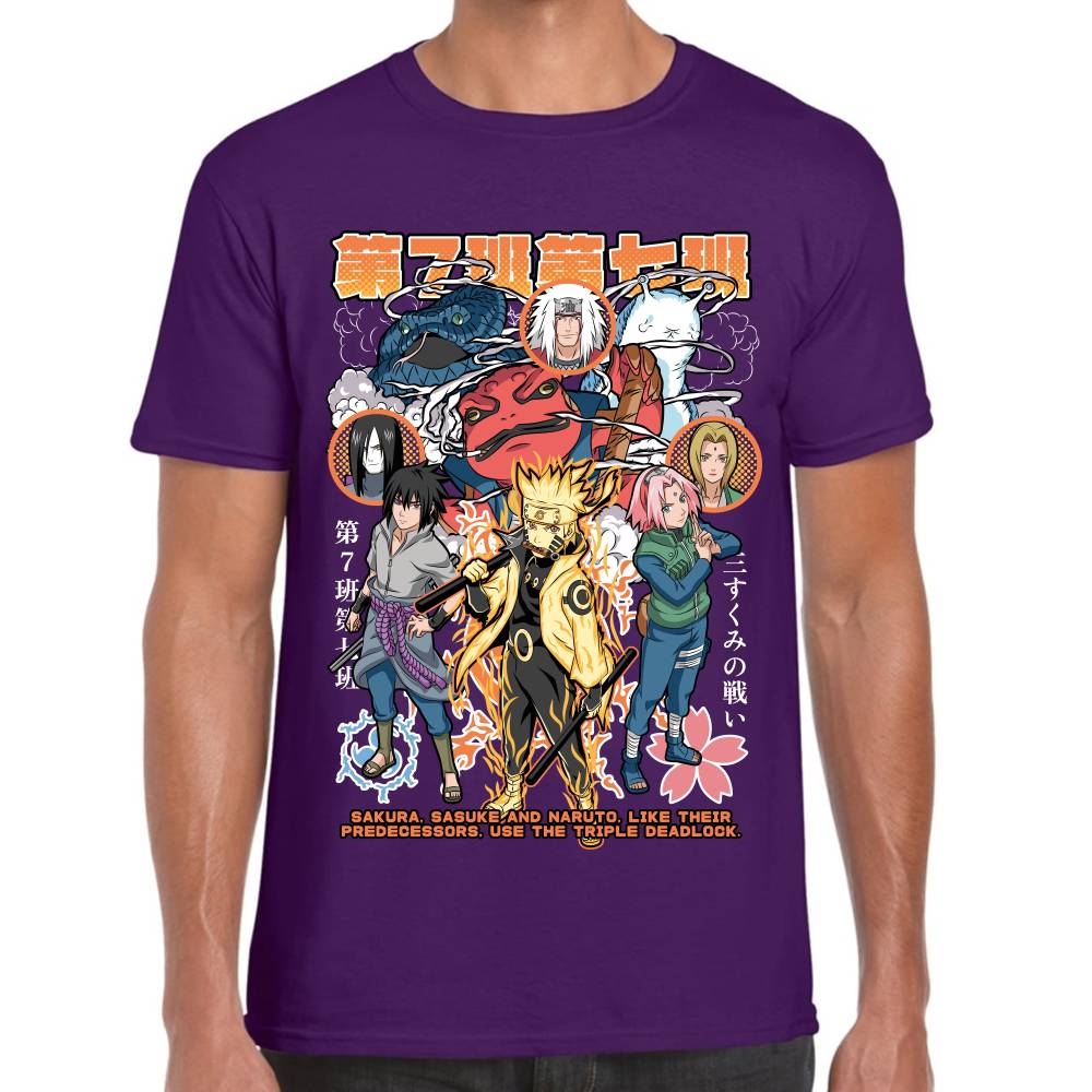 Playera Naruto Sasuke y Sakura Naruto Shippuden Algodón Premium #0003133