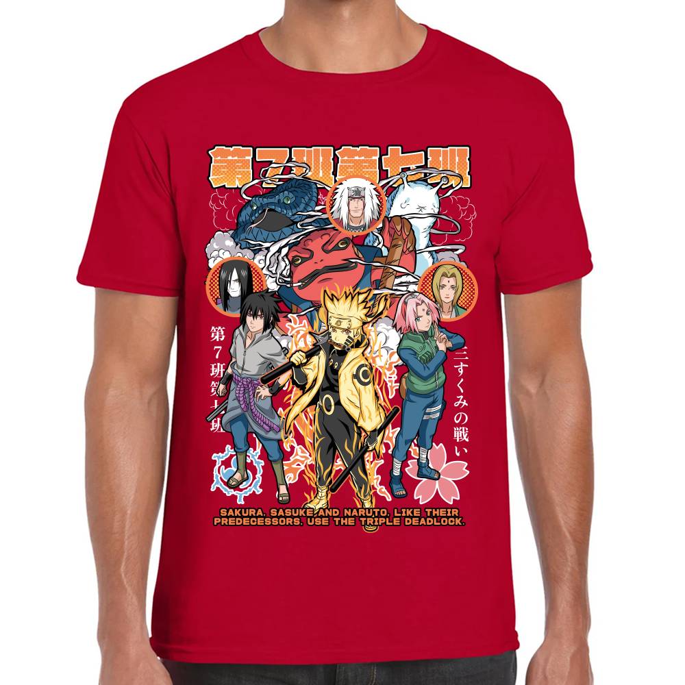 Playera Naruto Sasuke y Sakura Naruto Shippuden Algodón Premium #0003133
