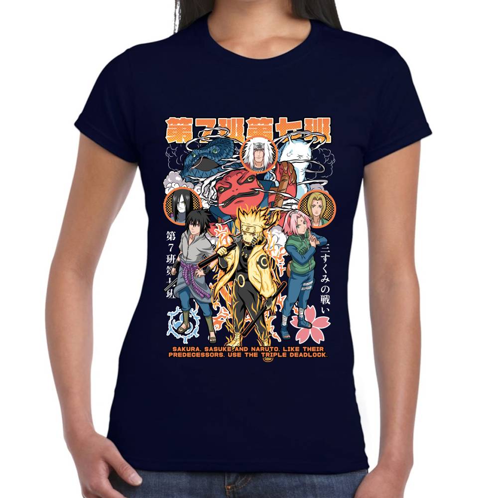 Playera Naruto Sasuke y Sakura Naruto Shippuden Algodón Premium #0003133