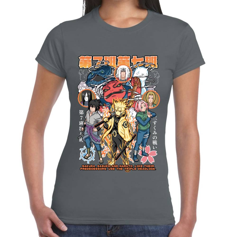 Playera Naruto Sasuke y Sakura Naruto Shippuden Algodón Premium #0003133