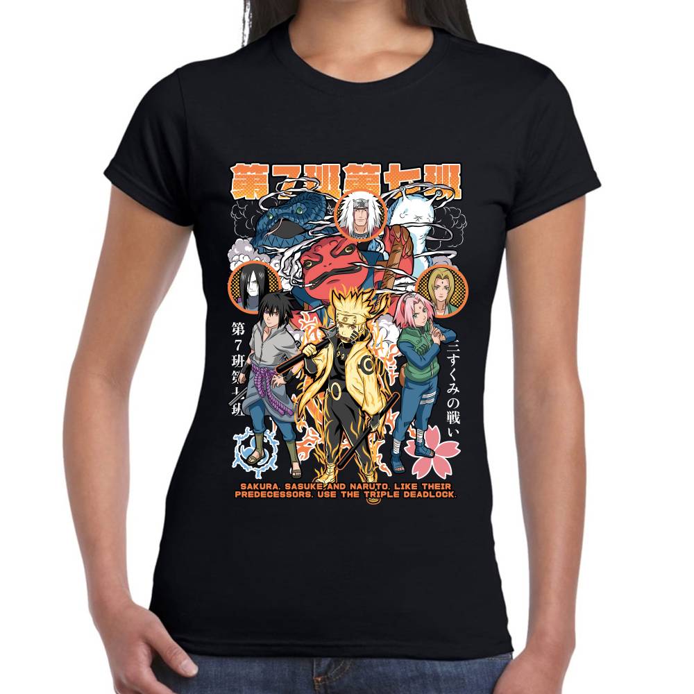 Playera Naruto Sasuke y Sakura Naruto Shippuden Algodón Premium #0003133