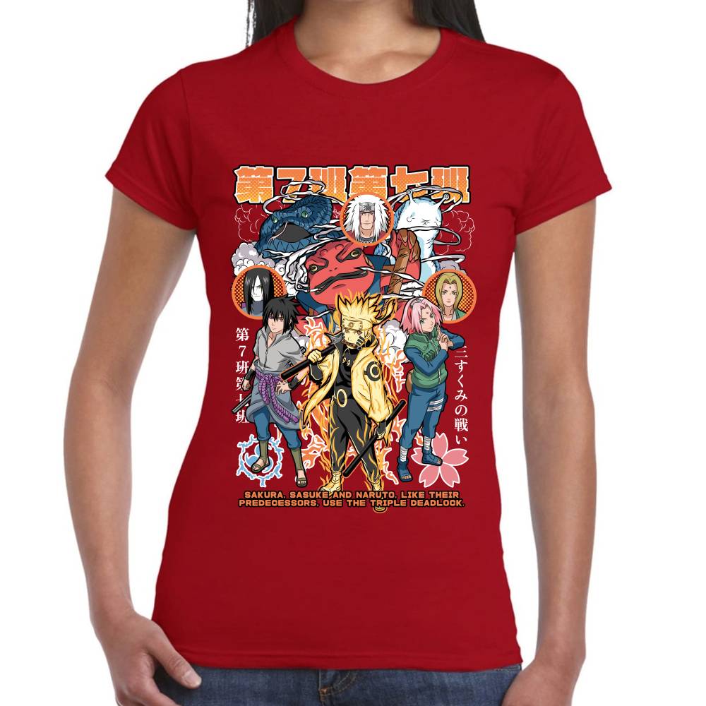 Playera Naruto Sasuke y Sakura Naruto Shippuden Algodón Premium #0003133
