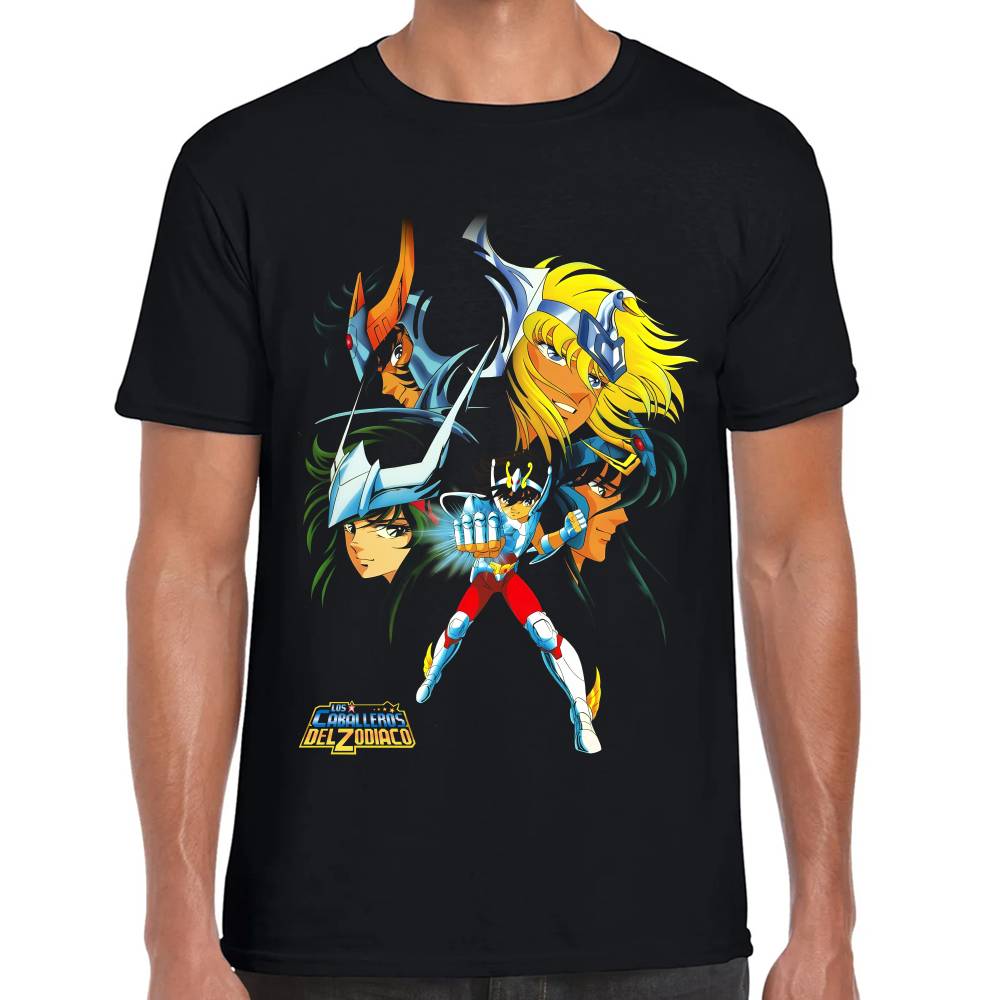 Playera Seiya, Hyoga, Ikki, Shun and Shiryu Caballeros del Zodiaco Algodón Premium #0003179 Imagen principal del producto