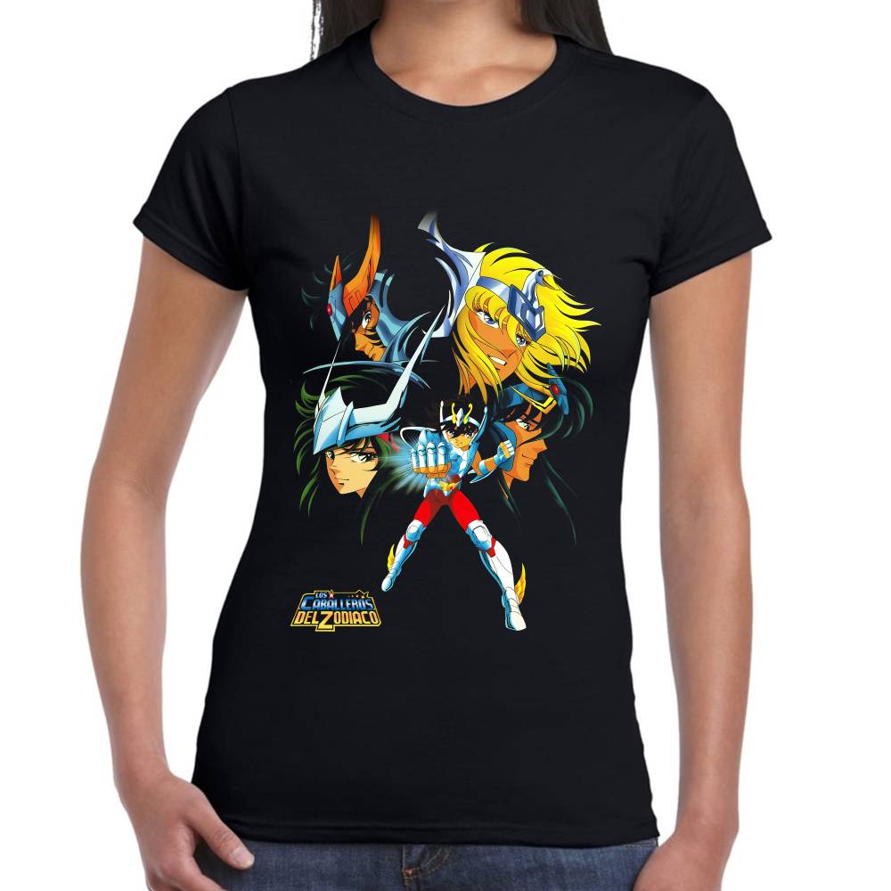 Playera Seiya, Hyoga, Ikki, Shun and Shiryu Caballeros del Zodiaco Algodón Premium #0003179 Imagen secundaria del producto