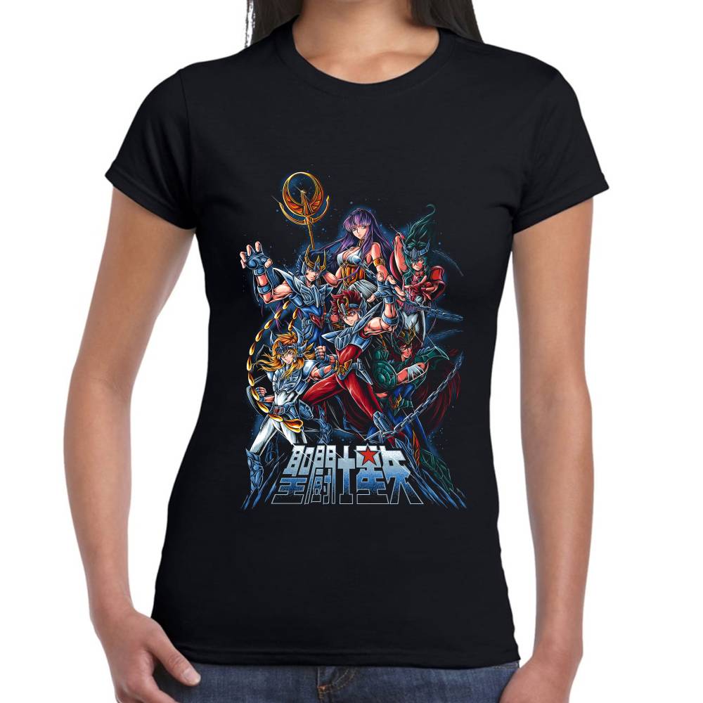 Playera Saori y Caballeros de Bronce Caballeros del Zodiaco Algodón Premium #0003200