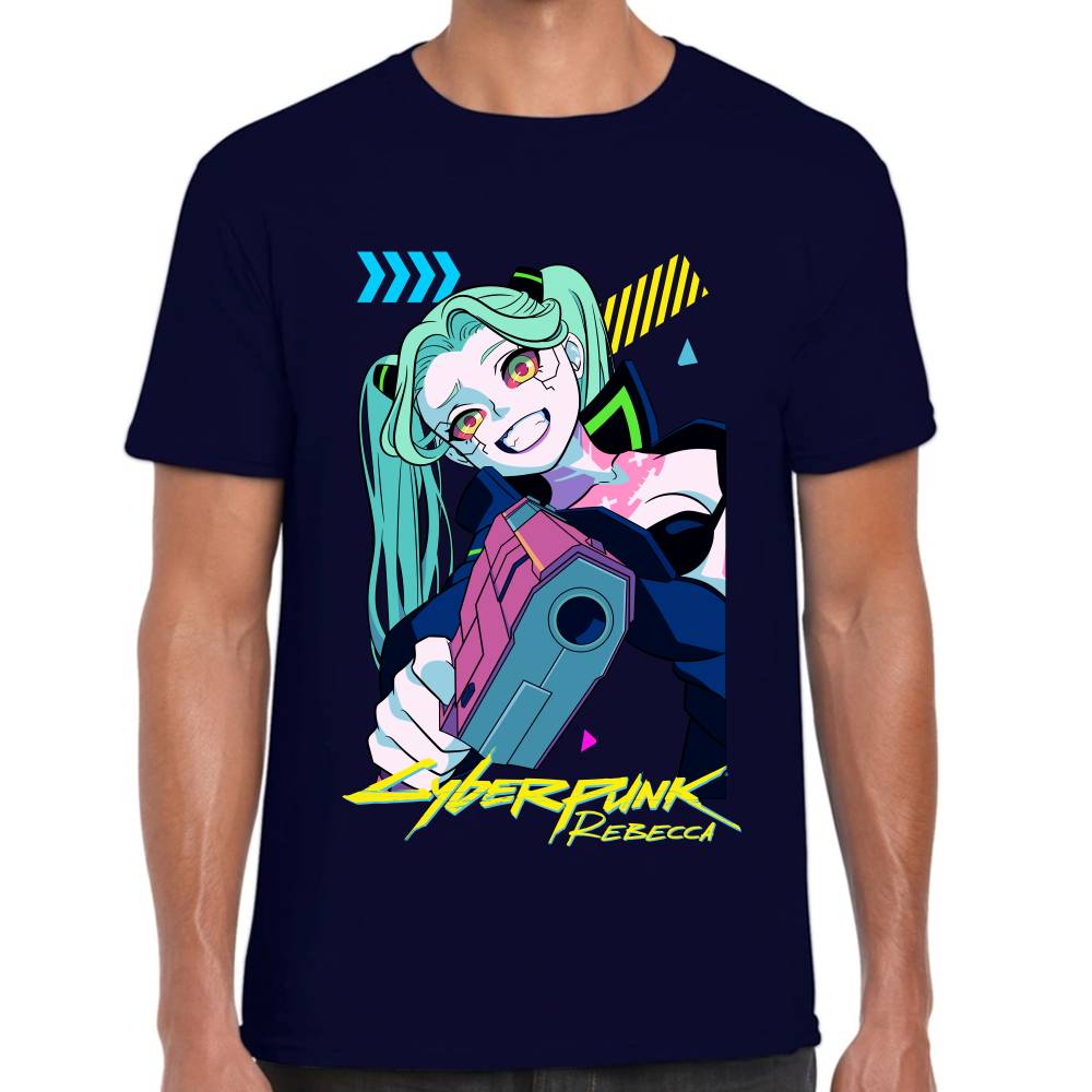 Playera Rebecca Apuntando Cyberpunk Algodón Premium #0003210