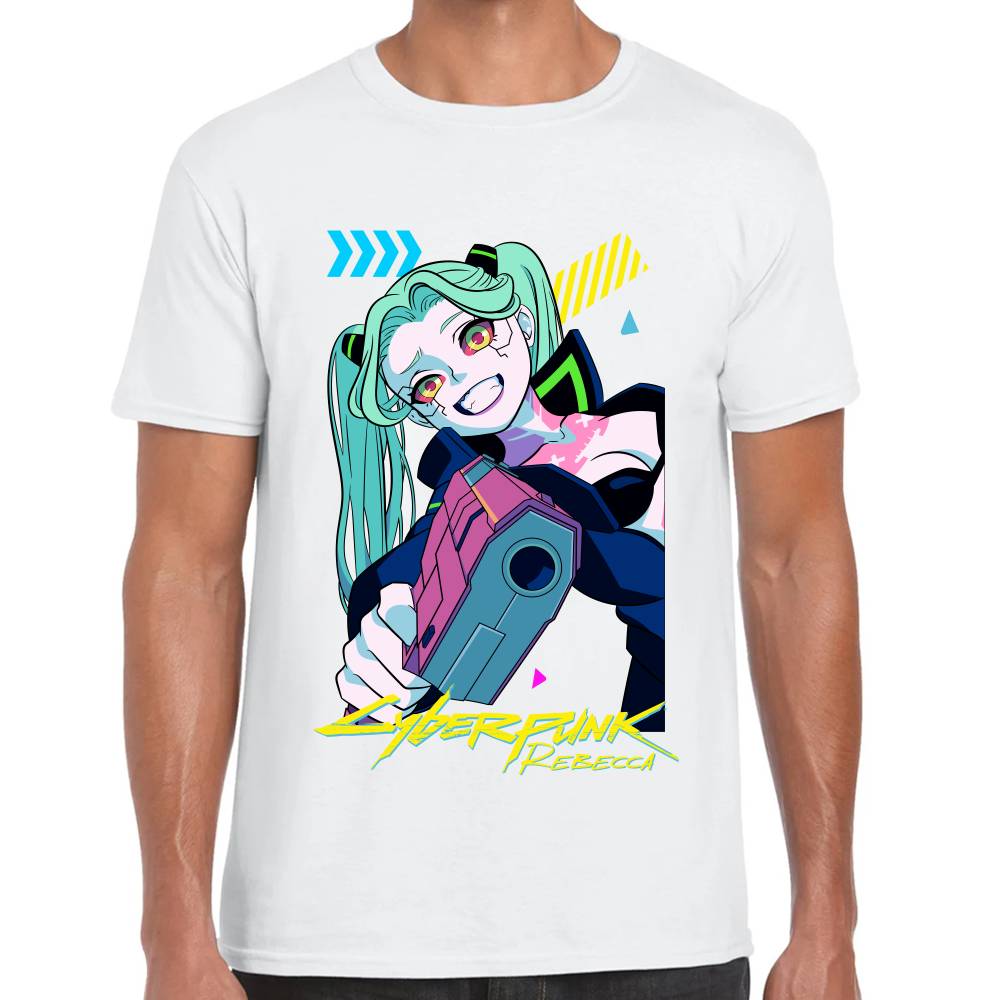 Playera Rebecca Apuntando Cyberpunk Algodón Premium #0003210