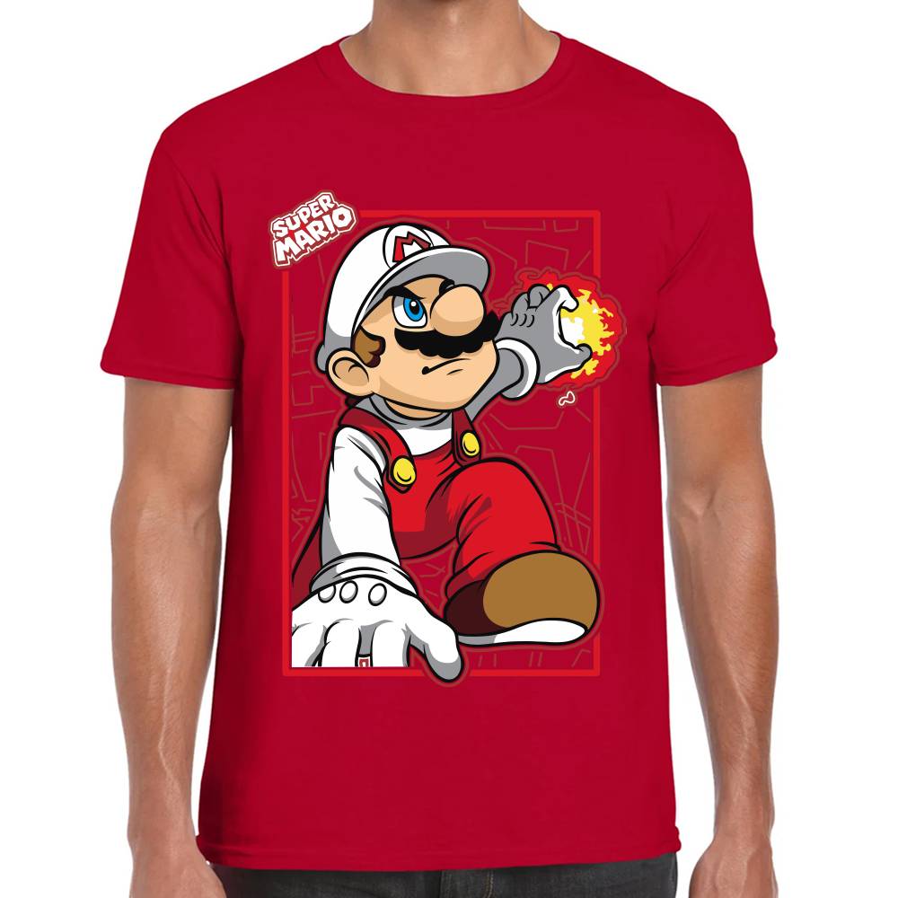Playera Mario Bros de Fuego Nintendo Algodón Premium #0003228